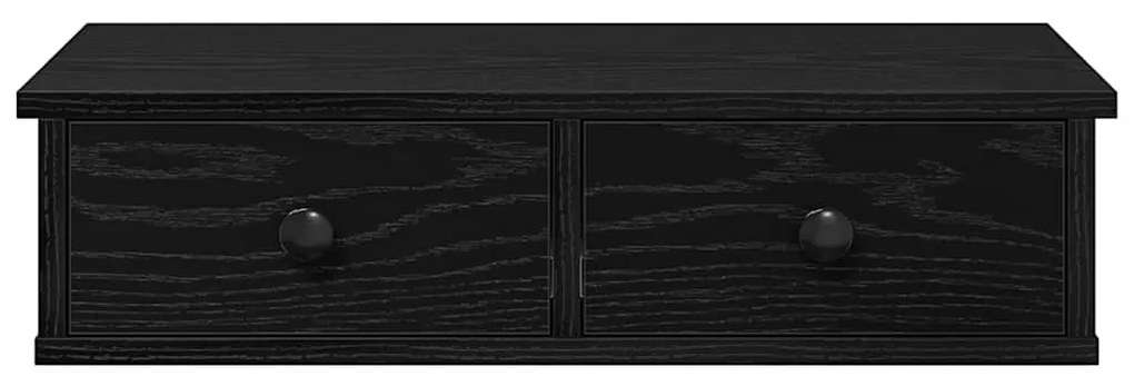 Falipolc fiókokkal fekete 60x28x15 cm műszaki fa