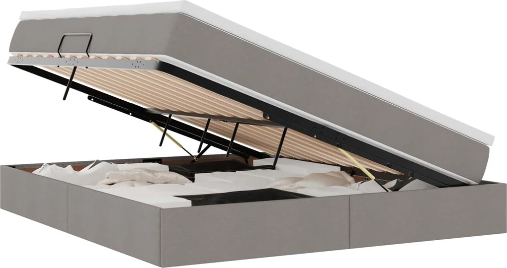 vidaXL Ágy tárolóval és matraccal Tópszínű 180 x 200 cm Poliészter