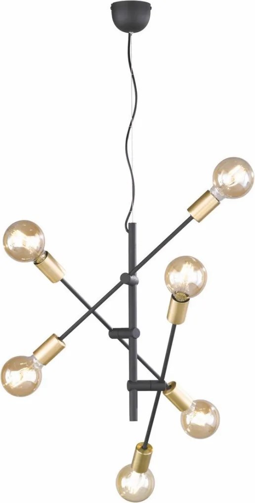 TRIO 306700632 CROSS Többágú Függesztett Lámpa Fekete E27 IP20