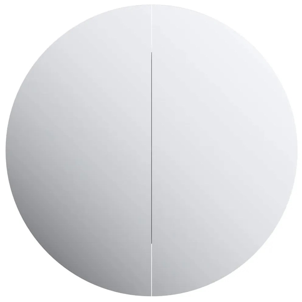 fehér fürdőszobai szekrény kerek tükörrel/LED-del 40x40x17,5 cm
