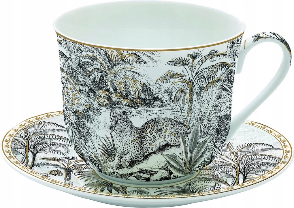 Csésze csészealjjal 1+1 szett porcelán 400 ml Elegáns ajándék