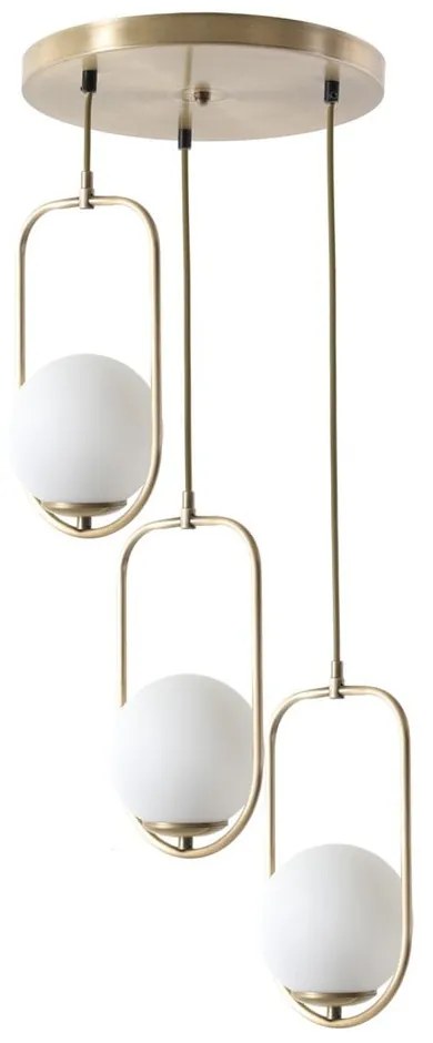 Fehér-aranyszínű függőlámpa üveg búrával ø 30 cm Ahu – Opviq lights
