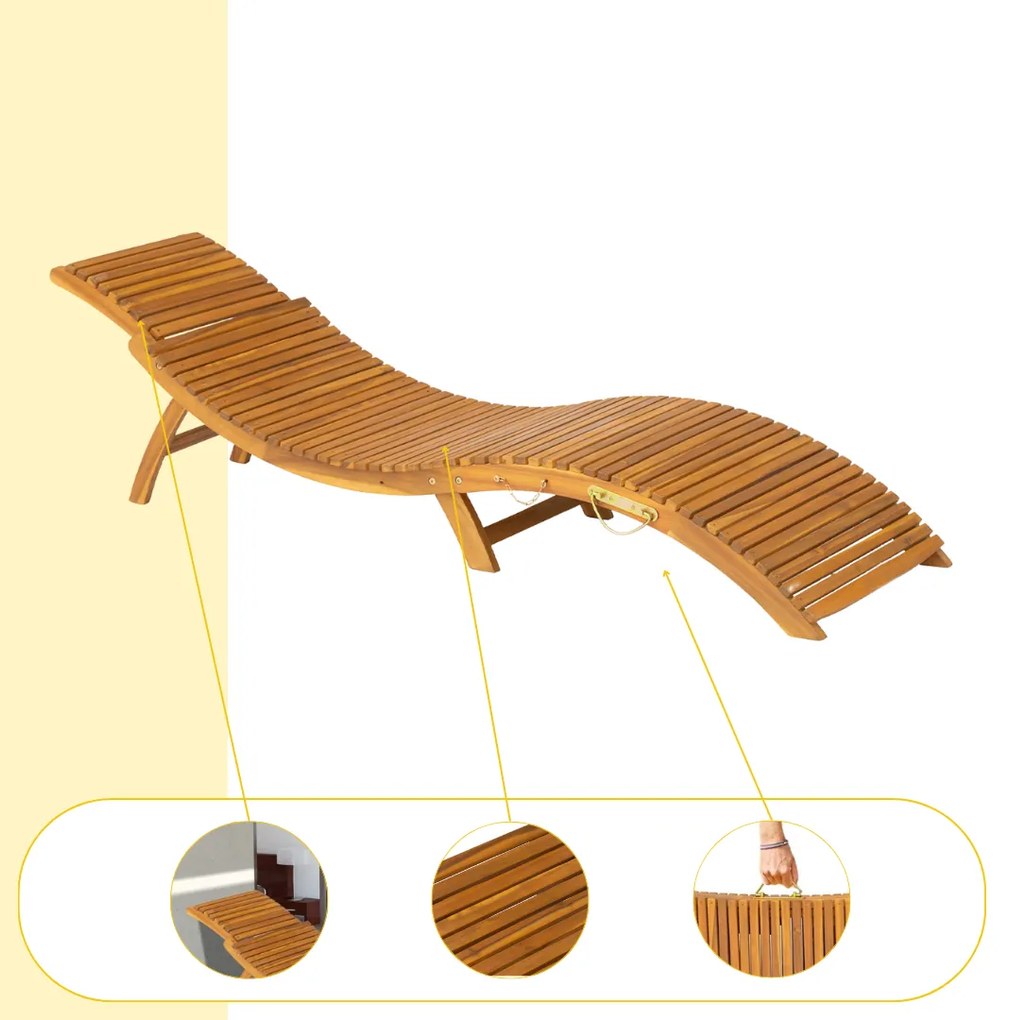 FLORIDA kerti nyugágy, összecsukható, 57x190x51cm, természetes barna Casaria