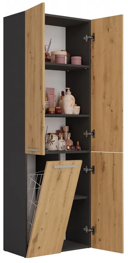 1K DD fürdőszoba szekrény, antracit-tölgy