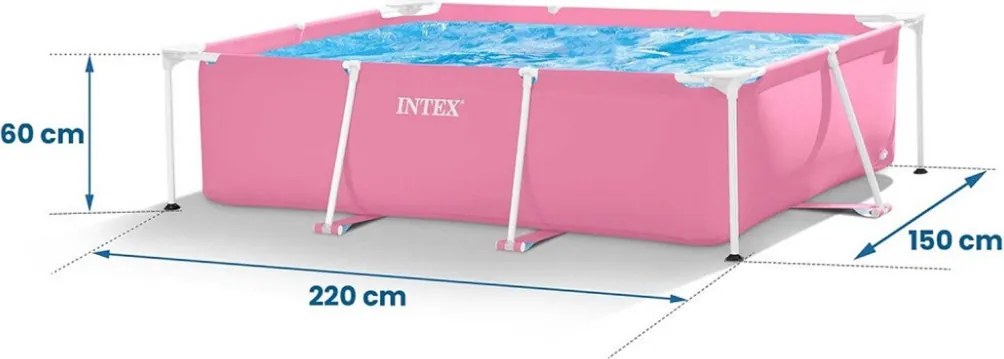 INTEX Metal medence 220 x 150 x 60 cm, rózsaszín (28266)