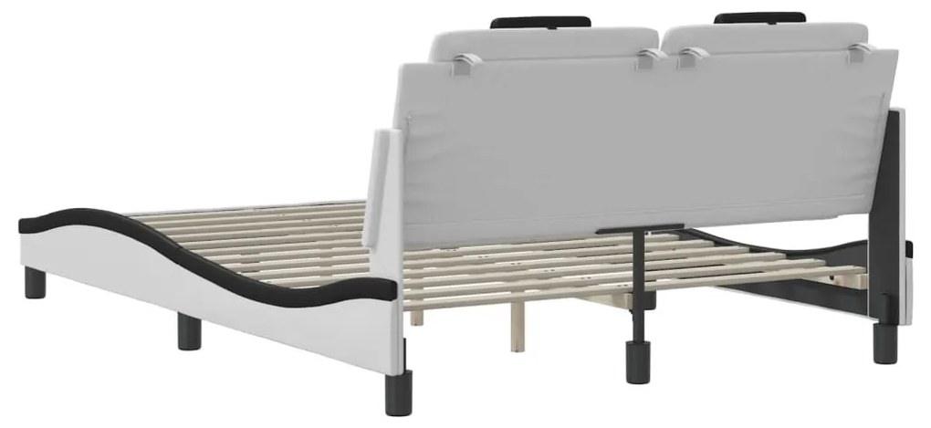 fehér és fekete ágykeret Viana LED-ekkel matrac nélkül 140 x 190 cm