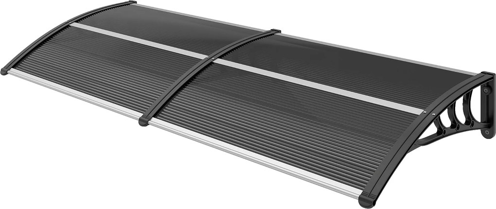 Outsunny Külső Napellenző Ajtókhoz és Ablakokhoz 196x75 cm Nap és Eső Ellen Polykarbonát Borítással Fekete Alumínium Támogatással | Aosom