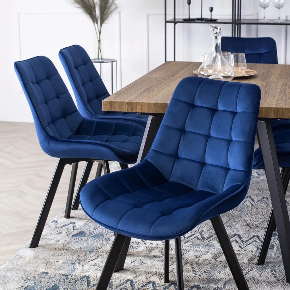 RICK szék, sötétkék, velúr