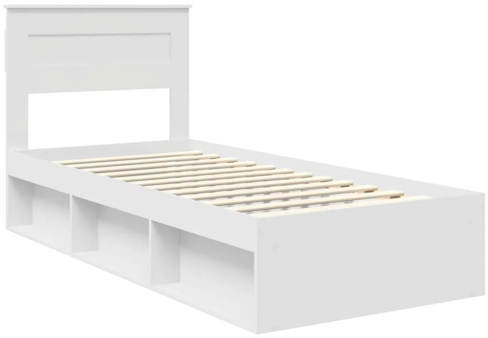 vidaXL Ágykeret matracmal fejtámlával Fehér 75 x 190 cm Tömör fenyőfa