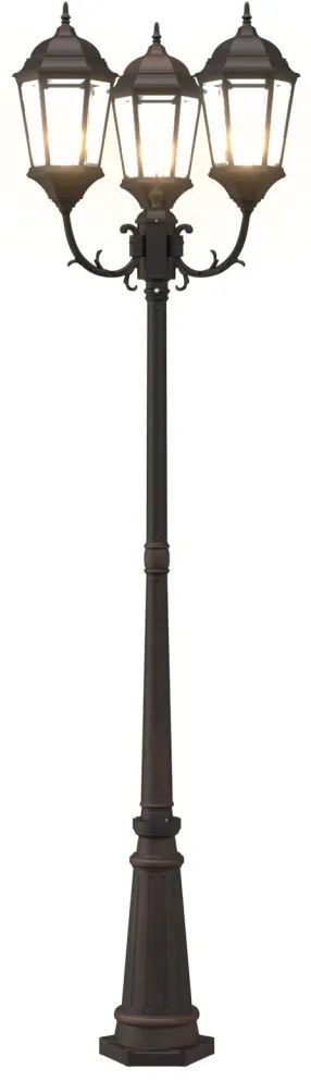 Kerti lámpa poszt 3-lámpás E27 Bronz 235 cm Alumínium
