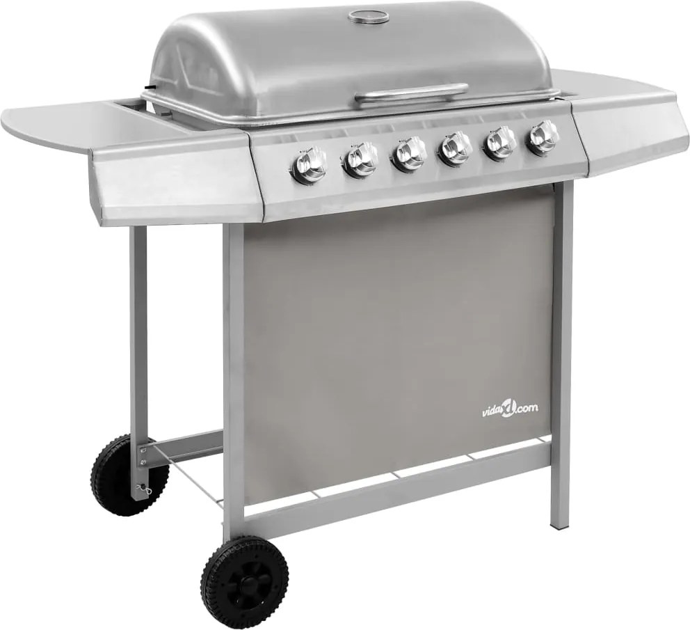 vidaXL ezüst gáz grillsütő 6 égővel