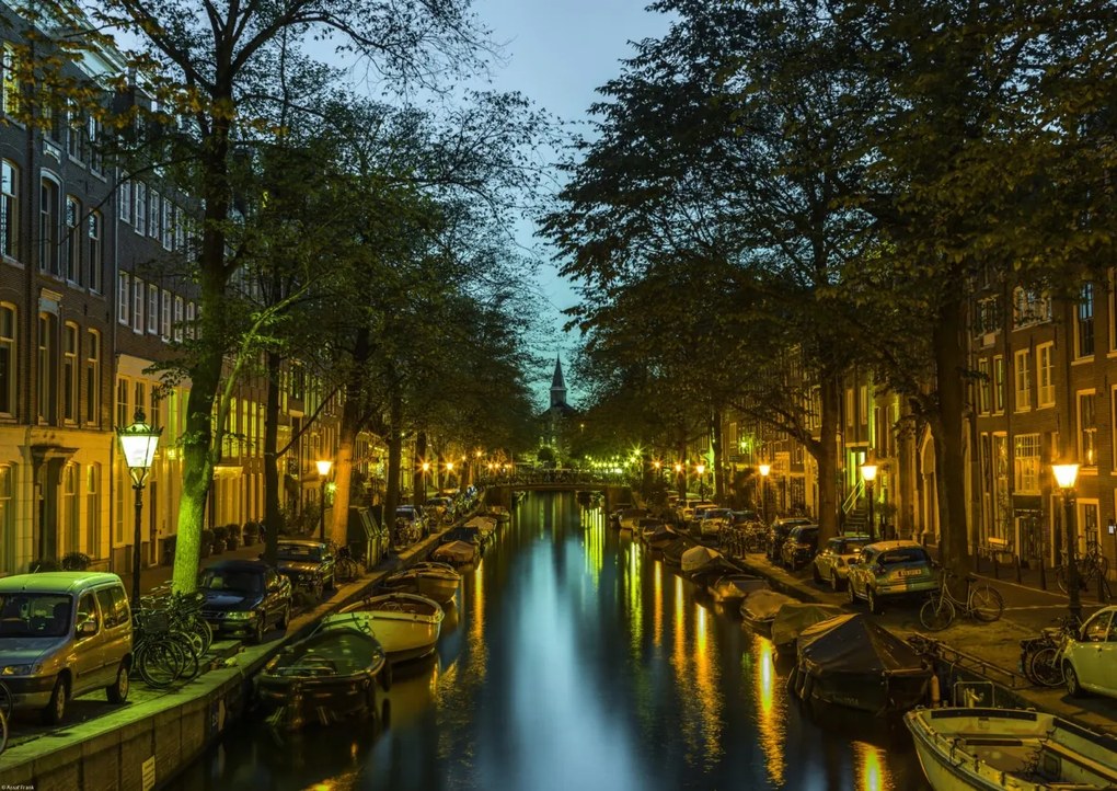 Poszter 59,4x42cm Csatorna Amszterdam városon keresztül 2, Assaf Frank