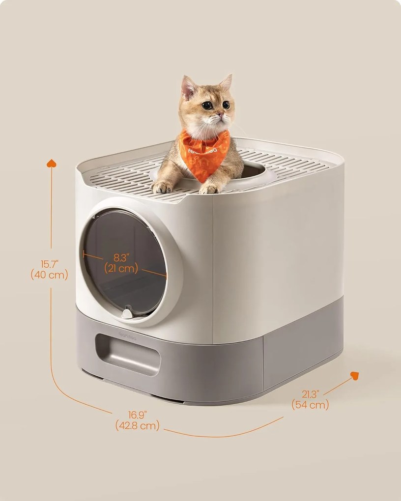 Feandrea fedeles macskaalomdoboz, XL zárt alomtálca felülről történő bejárattal