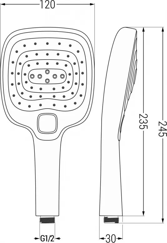Mexen tartozékok - kézizuhanyfej Oval R-17, 3 funkciós, fekete, 79517-70