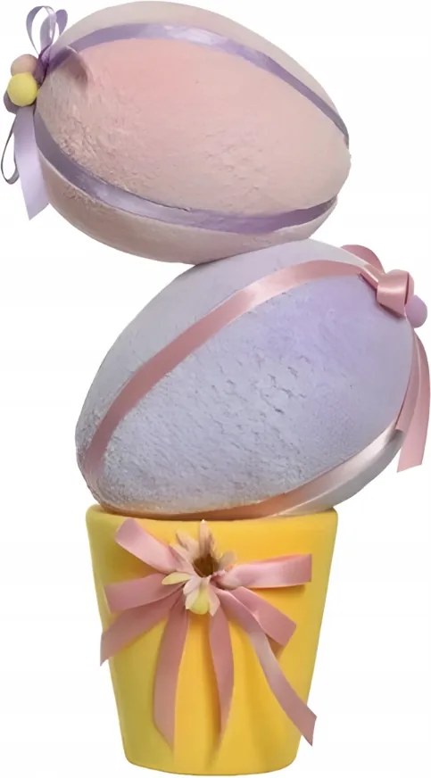 Dekoratív Húsvéti tojás masnival, pasztell kaspóban Húsvét 46cm