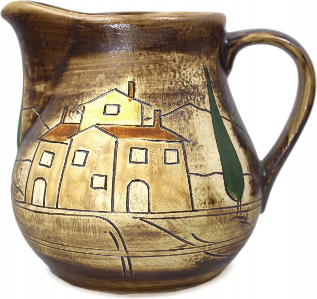 Kerámia kancsó 2,5 l faragott kézzel festett toszkán motívum