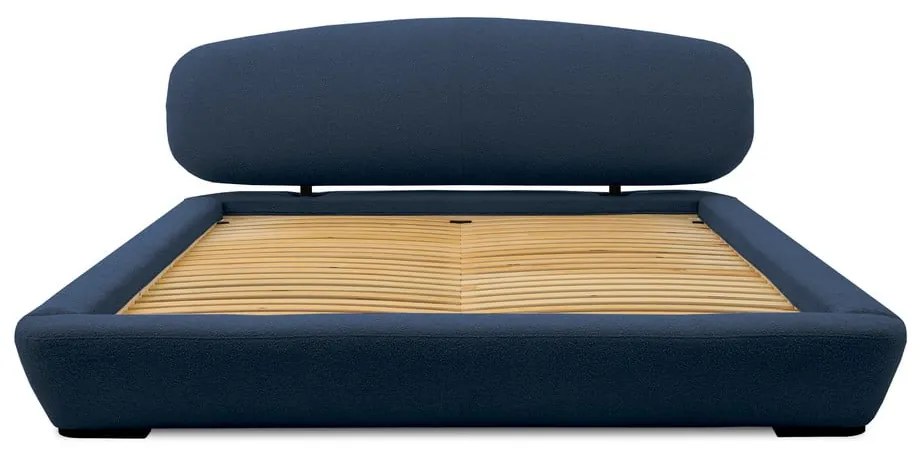 Sötétkék kárpitozott franciaágy ágyráccsal 180x200 cm Odette – Scandic
