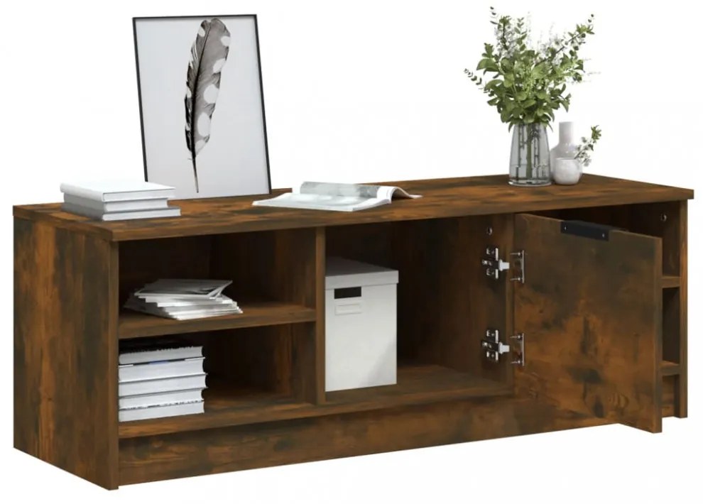 füstös tölgyszínű szerelt fa TV-szekrény 102 x 35,5 x 36,5 cm