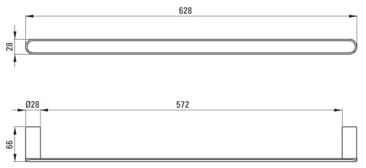 Deante ADR_0621 - ROUND falra szerelhető törölközőtartó 62,8 cm fényes króm