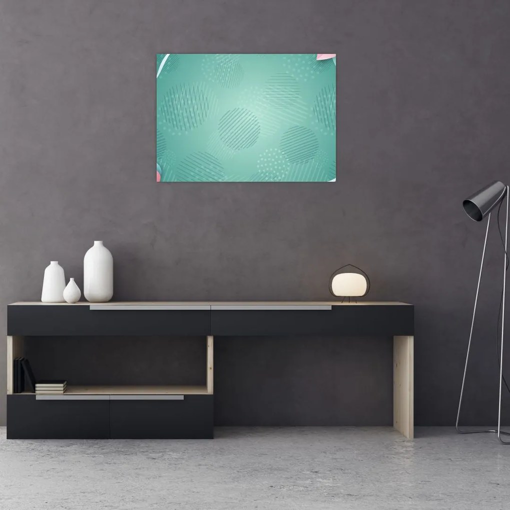 Kép - Körök virággal (üvegen) (70x50 cm)
