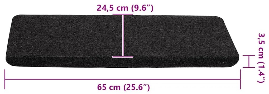 30 db fekete öntapadó lépcsőszőnyeg 65 x 24,5 x 3,5 cm