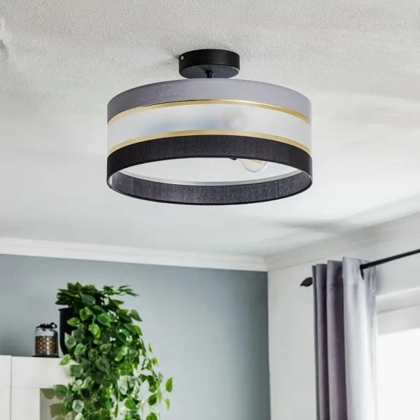 Csillár rúdon HELEN 3xE27/15W/230V fekete/szürke/arany