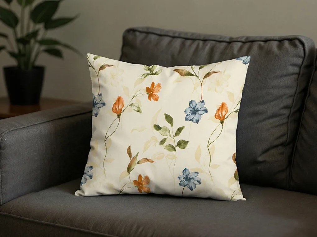 Mikroflanel párnahuzat GENTLE LEAVES 40x50 cm, krém