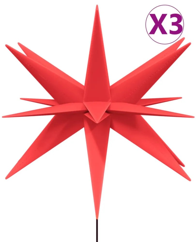 3 db összecsukható tüskés piros LED-es karácsonyi lámpa 57 cm