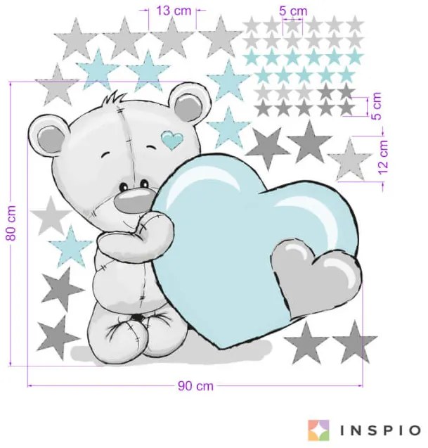 INSPIO Falmatrica - Menta színű maci csillagokkal