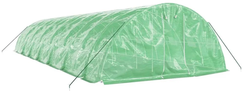 zöld acélvázas melegház 70 m² 14 x 5 x 2,3 m