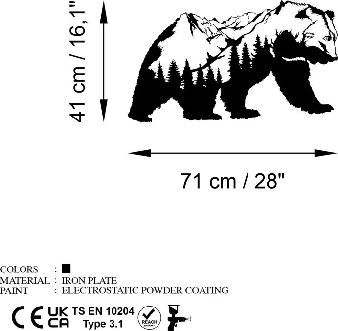Fém fali dekoráció, 71×41 cm