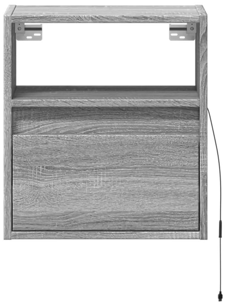 2 db szürke sonoma fali TV-szekrény LED-ekkel 41 x 31 x 45 cm