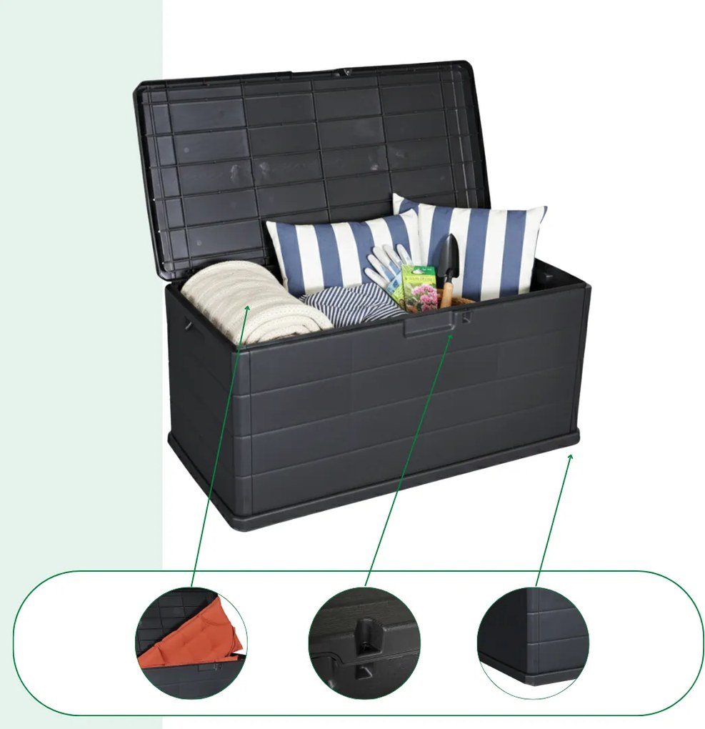 ALPHA tárolódoboz, 340L, 118x59x57cm, antracit I.P.A.E-Progarden