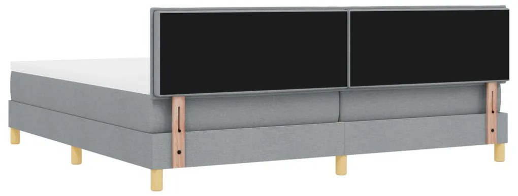Box Spring Ágy Matraccal Világosszürke 200x200 cm Textil
