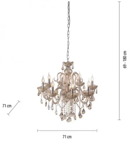 Paul Neuhaus 3081-97 - Kristálycsillár láncon GRACIA 8xE14/40W/230V arany