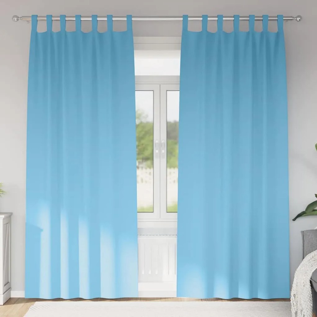 Függönyök függönyökkel 2 pcs Világos kék 225x140cm Poliészter