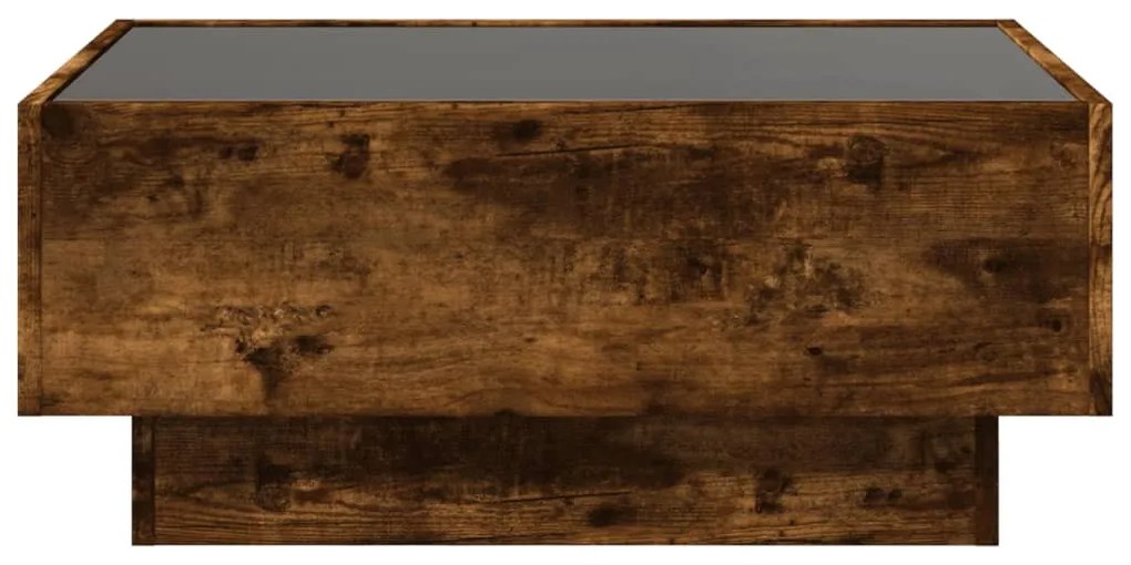 füstös tölgy szerelt fa dohányzóasztal LED-del 70 x 50 x 30 cm