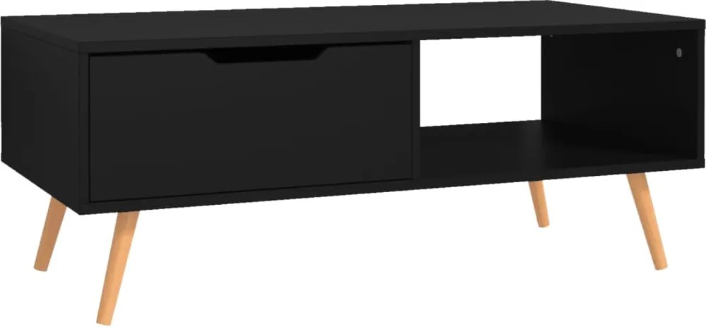 vidaXL fekete szerelt fa dohányzóasztal 100 x 49,5 x 43 cm