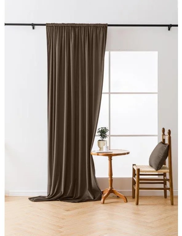 Barna sötétítő függöny VELVET 140x270 cm Felfüggesztés: Hullámos sínszalag