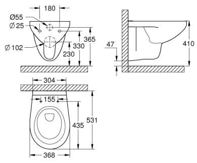 GROHE 39427000 - Függesztett WC BAU CERAMIC 368 x 531 mm kerámia/fehér