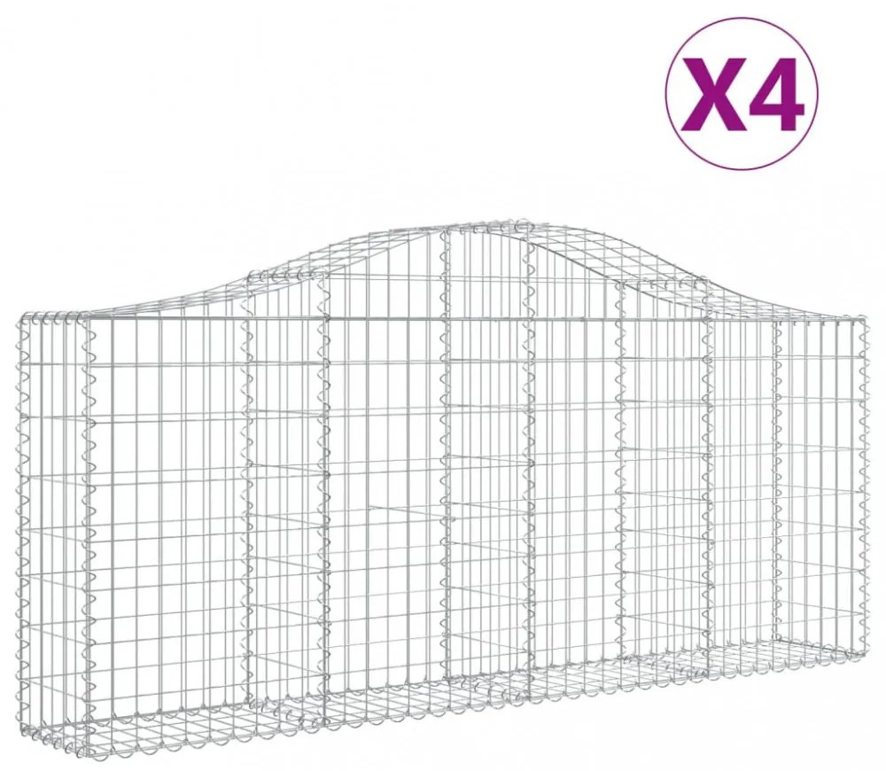 4 db íves horganyzott vas gabion kosár 200x30x80/100 cm