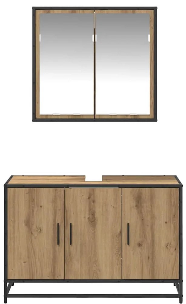 Fürdőszoba bútor szett 2 pcs kézműves tölgy 90 x 33 x 60 cm