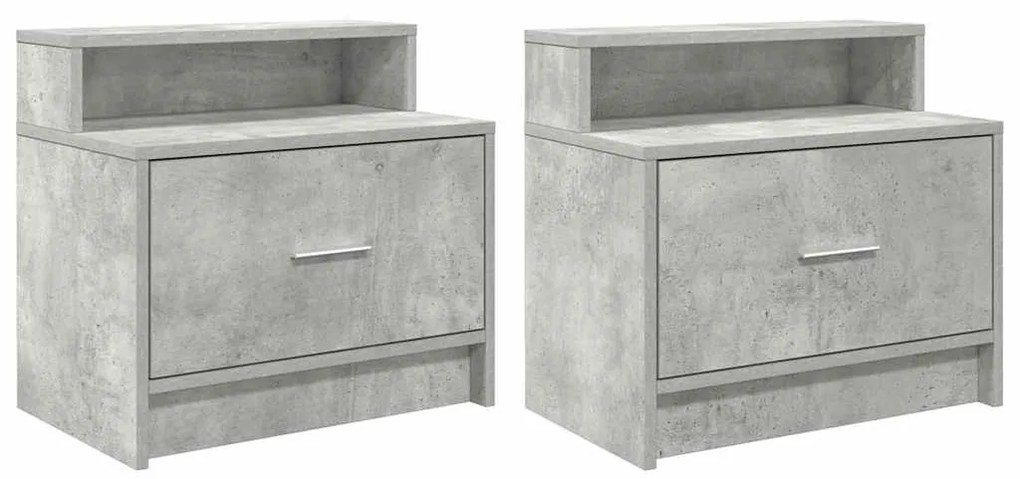 2 db betonszürke éjjeliszekrény fiókkal 51 x 31 x 47 cm