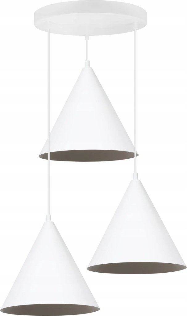 Mennyezeti Lámpa Függeszték Csillár Loft Modern Fehér Kúp 3X25CM E27