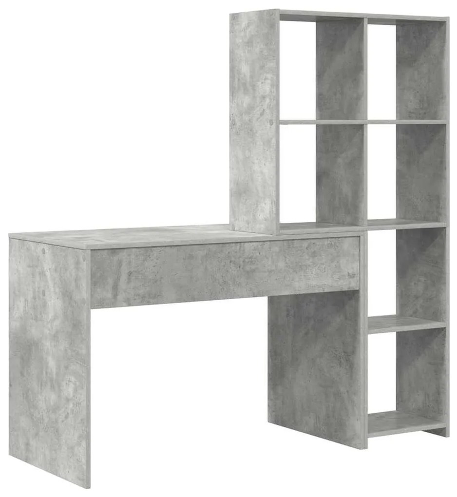 Asztal polcokkal Beton szürke 138.5 x 55 x 143 cm Faanyag