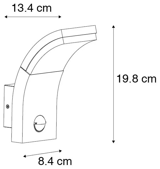 Kültéri fali lámpa antracit LED-del IP54 mozgásérzékelővel - Litt