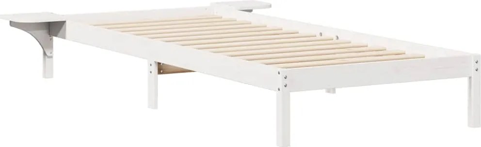 vidaXL Ágykeret éjjeliszekrényekkel Fehér 90 x 210 cm Tömör fenyőfa