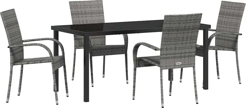 vidaXL Kert étkező szett 5 pcs Szürke Porszórt acél