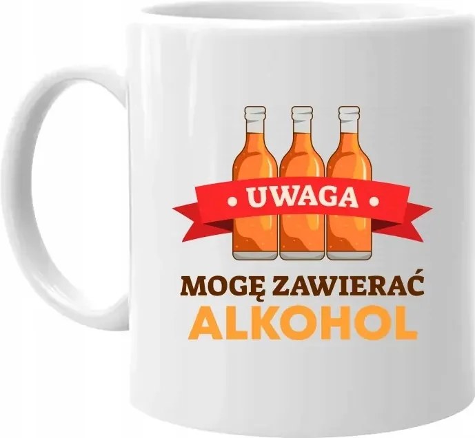 Vicces Ajándék Bögre Figyelem alkoholt is tartalmazhat