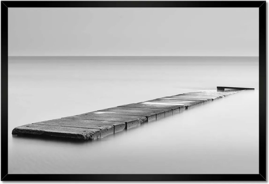 Poszter keretben 60x40 Híd Tenger Fekete-fehér